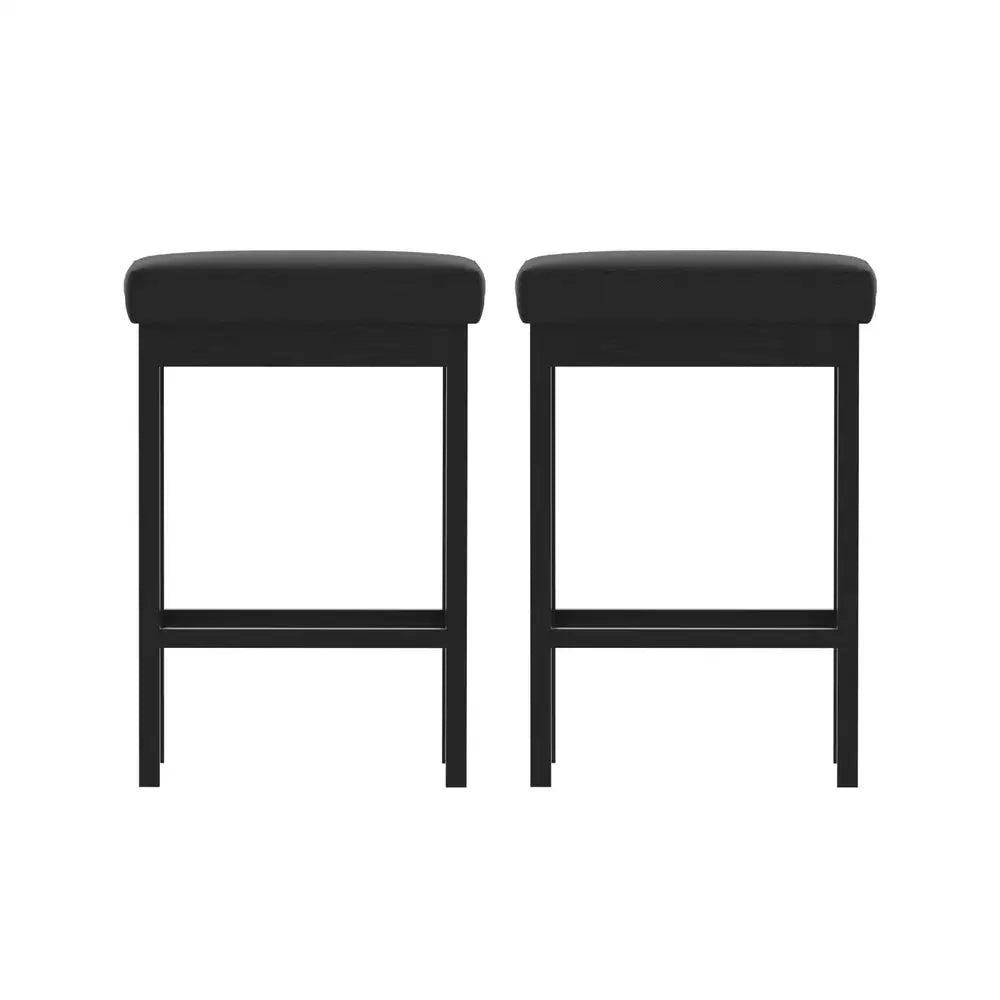2x Artiss Metal Bar Stools PU Seat Dining Counter Chairs - Furniture > Bar Stools & Chairs > Table & Bar Stools