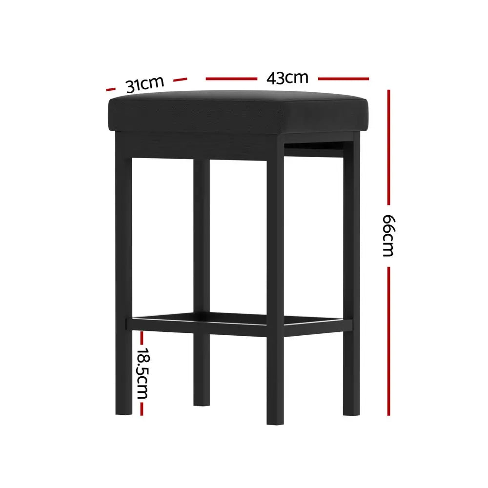 2x Artiss Metal Bar Stools PU Seat Dining Counter Chairs - Furniture > Bar Stools & Chairs > Table & Bar Stools