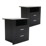 2X Bedside Table Side Storage Cabinet Nightstand Bedroom 2 Drawer 1 Shelf ZURI BLACK - Furniture > Bedroom > Bedside