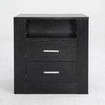 2X Bedside Table Side Storage Cabinet Nightstand Bedroom 2 Drawer 1 Shelf ZURI BLACK - Furniture > Bedroom > Bedside