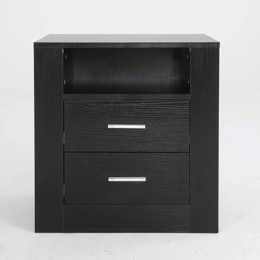 2X Bedside Table Side Storage Cabinet Nightstand Bedroom 2 Drawer 1 Shelf ZURI BLACK - Furniture > Bedroom > Bedside