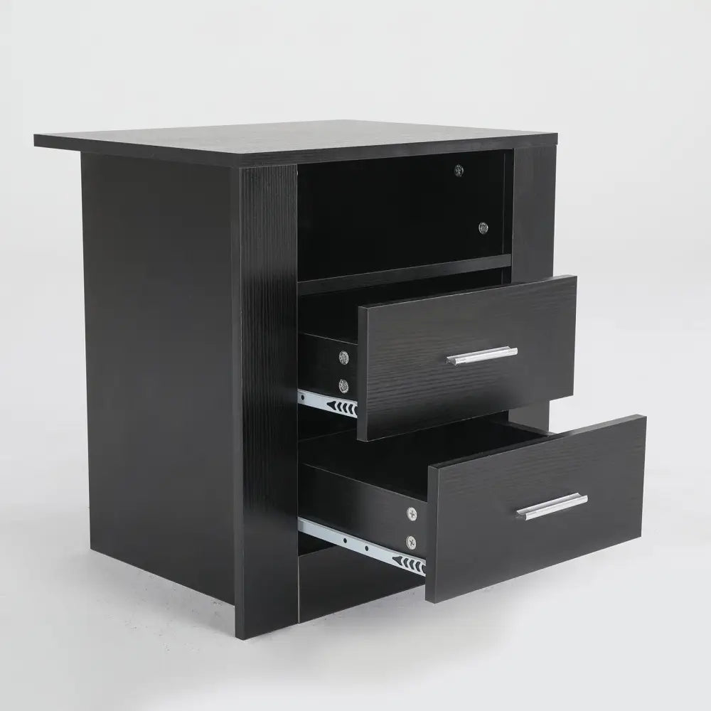 2X Bedside Table Side Storage Cabinet Nightstand Bedroom 2 Drawer 1 Shelf ZURI BLACK - Furniture > Bedroom > Bedside