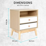 2X Bedside Table Side Storage Cabinet Nightstand Bedroom 2 Drawer ANYA OAK - Furniture > Bedroom > Bedside Tables