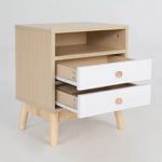 2X Bedside Table Side Storage Cabinet Nightstand Bedroom 2 Drawer ANYA OAK - Furniture > Bedroom > Bedside Tables