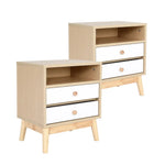 2X Bedside Table Side Storage Cabinet Nightstand Bedroom 2 Drawer ANYA OAK - Furniture > Bedroom > Bedside Tables