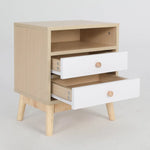 2X Bedside Table Side Storage Cabinet Nightstand Bedroom 2 Drawer ANYA OAK - Furniture > Bedroom > Bedside Tables