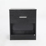 2X Bedside Table Side Storage Nightstand Bedroom 1 Drawer 1 Shelf ELLA - BLACK - Furniture > Bedroom