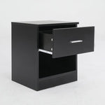 2X Bedside Table Side Storage Nightstand Bedroom 1 Drawer 1 Shelf ELLA - BLACK - Furniture > Bedroom