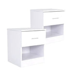 2X Bedside Tables Storage Cabinet Nightstand 1 Drawer 1 Shelf ELLA WHITE - Furniture > Bedroom > Bedside Tables