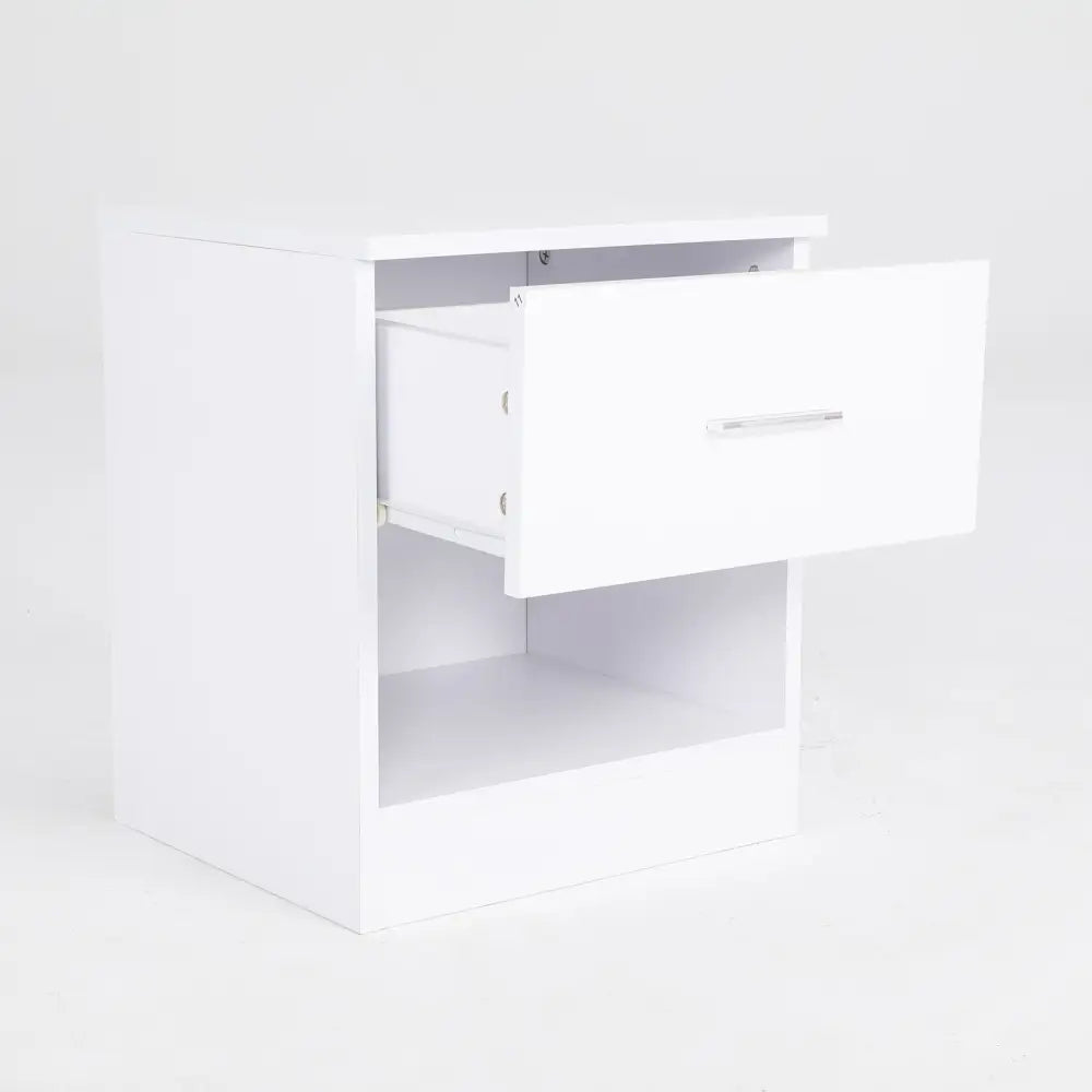 2X Bedside Tables Storage Cabinet Nightstand 1 Drawer 1 Shelf ELLA WHITE - Furniture > Bedroom > Bedside Tables