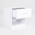 2X Bedside Tables Storage Cabinet Nightstand 1 Drawer 1 Shelf ELLA WHITE - Furniture > Bedroom > Bedside Tables
