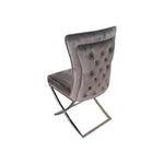 2X Dining Chair Grey Fabric Upholstery Beautiful Quilting Shiny Silver Colour Legs - Furniture > Dining