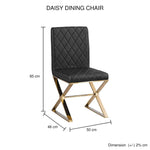 2X Dining Chair Stainless Gold Frame & Seat Black PU Leather - Furniture > Bar Stools & Chairs