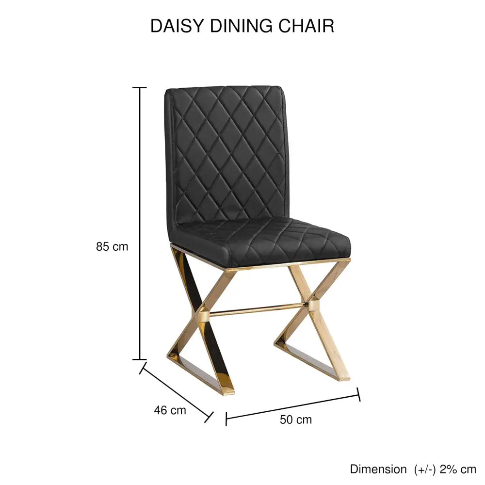 2X Dining Chair Stainless Gold Frame & Seat Black PU Leather - Furniture > Bar Stools & Chairs