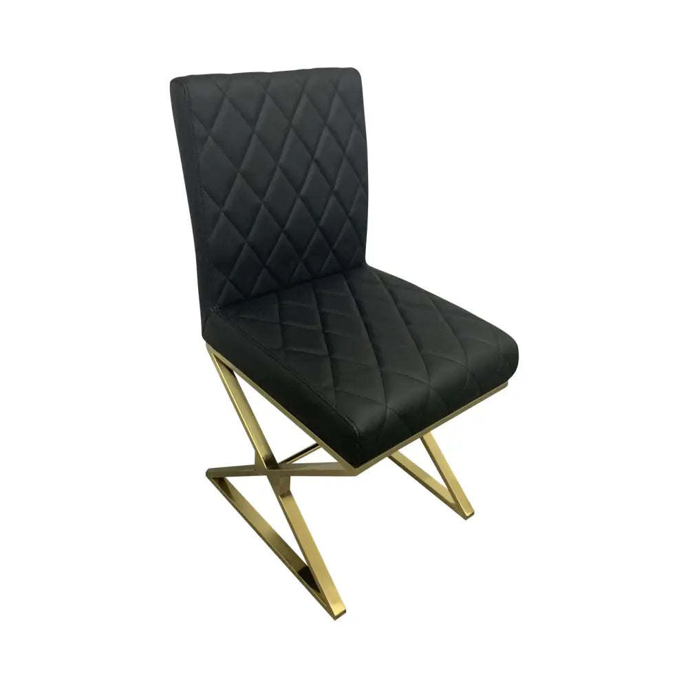 2X Dining Chair Stainless Gold Frame & Seat Black PU Leather - Furniture > Bar Stools & Chairs