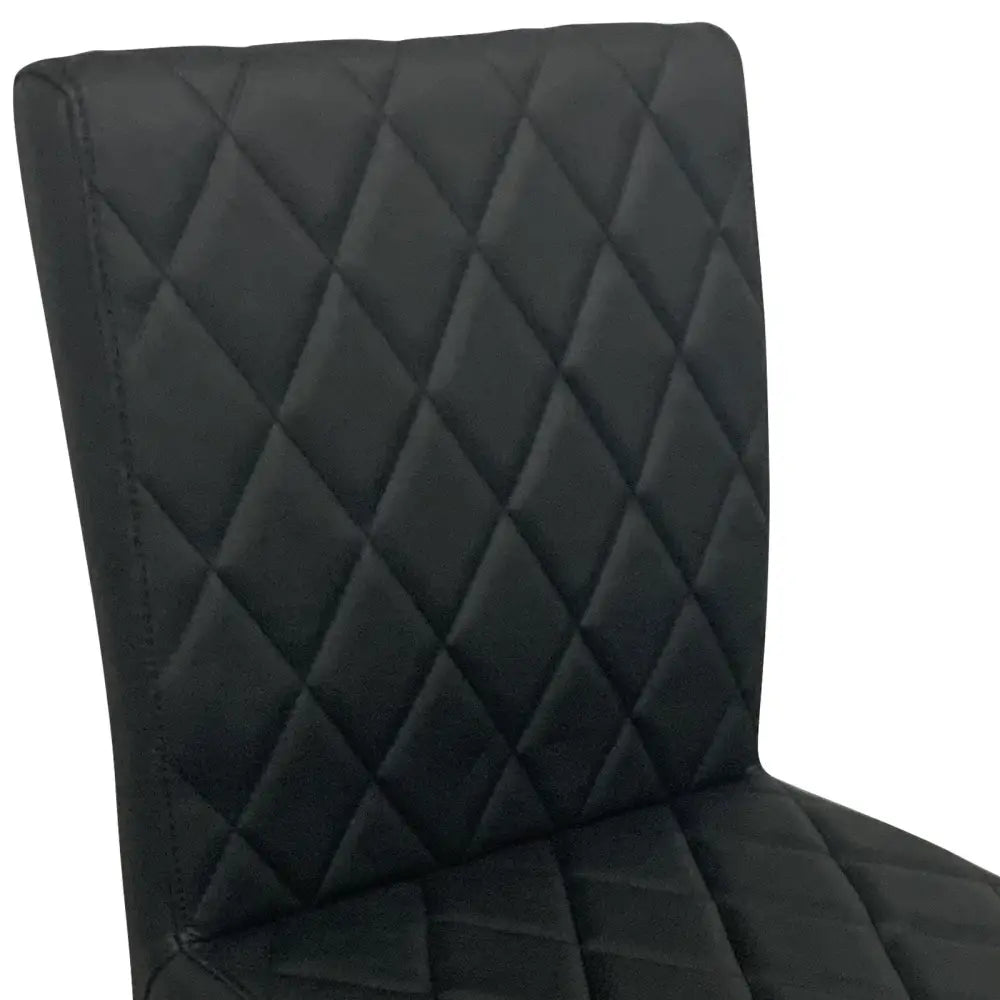 2X Dining Chair Stainless Gold Frame & Seat Black PU Leather - Furniture > Bar Stools & Chairs