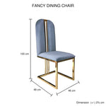 2X Dining Chair Stainless Gold Frame & Seat Blue Fabric - Furniture > Bar Stools & Chairs > Table & Bar Stools