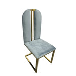 2X Dining Chair Stainless Gold Frame & Seat Blue Fabric - Furniture > Bar Stools & Chairs > Table & Bar Stools