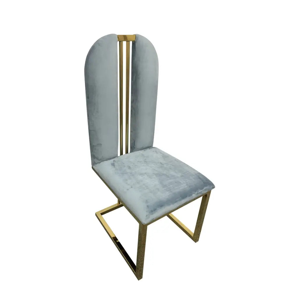 2X Dining Chair Stainless Gold Frame & Seat Blue Fabric - Furniture > Bar Stools & Chairs > Table & Bar Stools