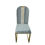 2X Dining Chair Stainless Gold Frame & Seat Blue Fabric - Furniture > Bar Stools & Chairs > Table & Bar Stools