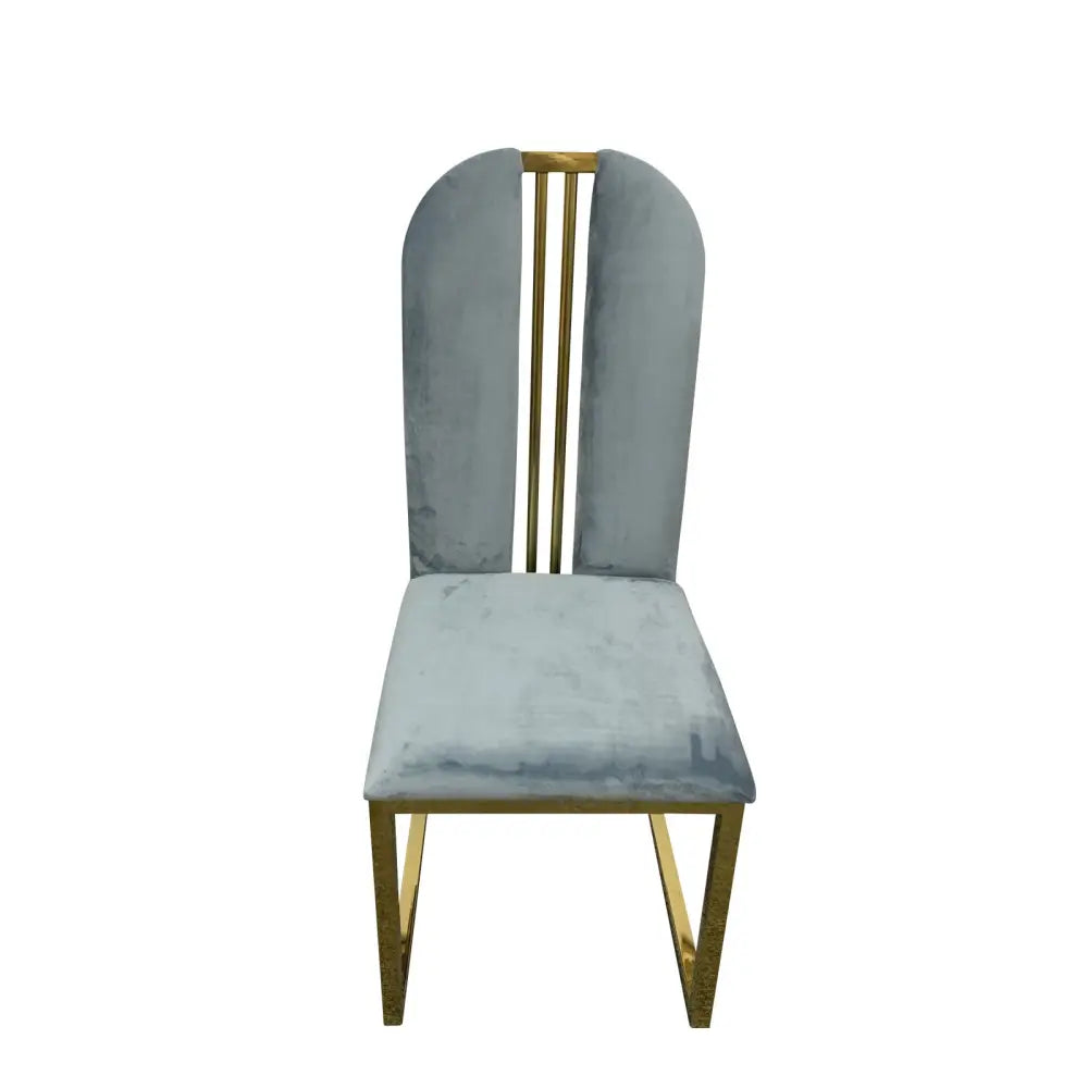 2X Dining Chair Stainless Gold Frame & Seat Blue Fabric - Furniture > Bar Stools & Chairs > Table & Bar Stools