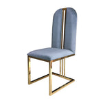 2X Dining Chair Stainless Gold Frame & Seat Blue Fabric - Furniture > Bar Stools & Chairs > Table & Bar Stools
