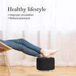 2X Fabric Ottoman Round Wooden Leg Foot Stool - BLACK - Furniture > Living Room