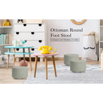 2X Fabric Ottoman Round Wooden Leg Foot Stool - GREY - Furniture > Living Room