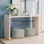 2X Fabric Ottoman Round Wooden Leg Foot Stool - GREY - Furniture > Living Room