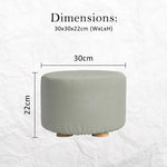 2X Fabric Ottoman Round Wooden Leg Foot Stool - GREY - Furniture > Living Room