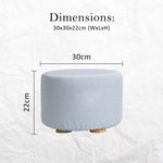 2X Fabric Ottoman Round Wooden Leg Foot Stool - LIGHT BLUE - Furniture > Living Room