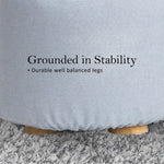 2X Fabric Ottoman Round Wooden Leg Foot Stool - LIGHT BLUE - Furniture > Living Room