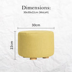 2X Fabric Ottoman Round Wooden Leg Foot Stool - Mustard Yellow - Furniture > Living Room > Ottomans & Footstools
