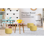 2X Fabric Ottoman Round Wooden Leg Foot Stool - Mustard Yellow - Furniture > Living Room > Ottomans & Footstools