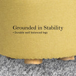 2X Fabric Ottoman Round Wooden Leg Foot Stool - Mustard Yellow - Furniture > Living Room > Ottomans & Footstools
