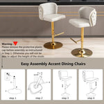 2x Faux Leather Golden Base Swivel Bar Stools- Beige - Furniture > Bar Stools & Chairs