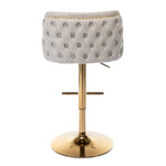 2x Faux Leather Golden Base Swivel Bar Stools- Beige - Furniture > Bar Stools & Chairs