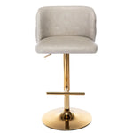 2x Faux Leather Golden Base Swivel Bar Stools- Beige - Furniture > Bar Stools & Chairs