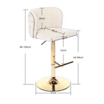 2x Faux Leather Golden Base Swivel Bar Stools- Black - Furniture > Bar Stools & Chairs