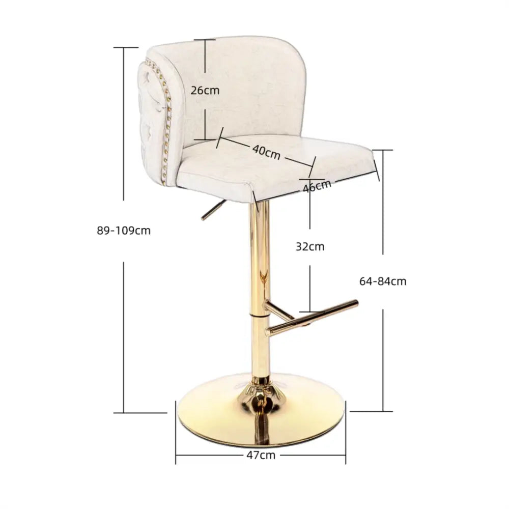 2x Faux Leather Golden Base Swivel Bar Stools- Black - Furniture > Bar Stools & Chairs