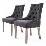 2X French Provincial Dining Chair Oak Leg AMOUR BLACK - Furniture > Bar Stools & Chairs