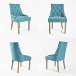 2X French Provincial Dining Chair Oak Leg AMOUR BLUE - Furniture > Bar Stools & Chairs