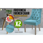 2X French Provincial Dining Chair Oak Leg AMOUR BLUE - Furniture > Bar Stools & Chairs