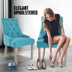 2X French Provincial Dining Chair Oak Leg AMOUR BLUE - Furniture > Bar Stools & Chairs