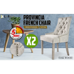 2X French Provincial Dining Chair Oak Leg AMOUR CREAM - Furniture > Bar Stools & Chairs