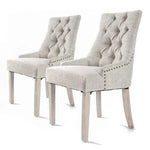 2X French Provincial Dining Chair Oak Leg AMOUR CREAM - Furniture > Bar Stools & Chairs