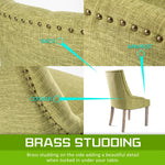 2X French Provincial Dining Chair Oak Leg AMOUR GREEN - Furniture > Bar Stools & Chairs