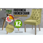 2X French Provincial Dining Chair Oak Leg AMOUR GREEN - Furniture > Bar Stools & Chairs