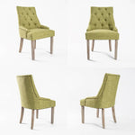 2X French Provincial Dining Chair Oak Leg AMOUR GREEN - Furniture > Bar Stools & Chairs