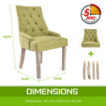 2X French Provincial Dining Chair Oak Leg AMOUR GREEN - Furniture > Bar Stools & Chairs